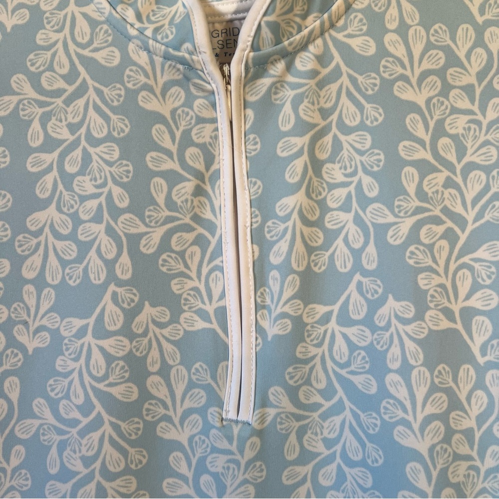 NWT Sigrid Olsen Golf & Tennis Blue & White Pleated Athletic Dress Size L - Picture 2 of 6